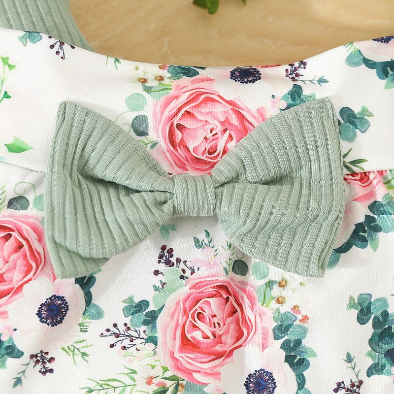 Adorabile completo da neonato composto da 3 pezzi con ricamo di lettere e stampa a fiocco, in morbida maglia di cotone, comodo ed elegante per neonati (0-12 mesi)_voghion.com