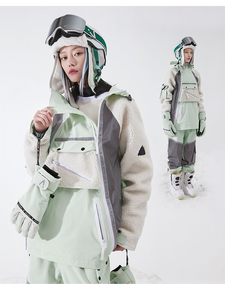 Unisex Ski Jacket - Detachable Color-Block Design, Windproof & Waterproof With 20k Rating, Thick Insulated Snowboarding Coat_voghion.com