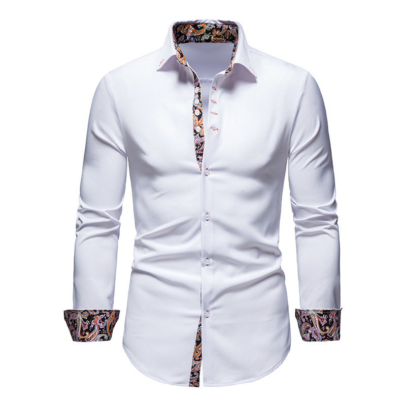 Abbigliamento da uomo Camicie a maniche lungheCamicie casual da ragazzo con risvolto slim fit color-block_voghion.com