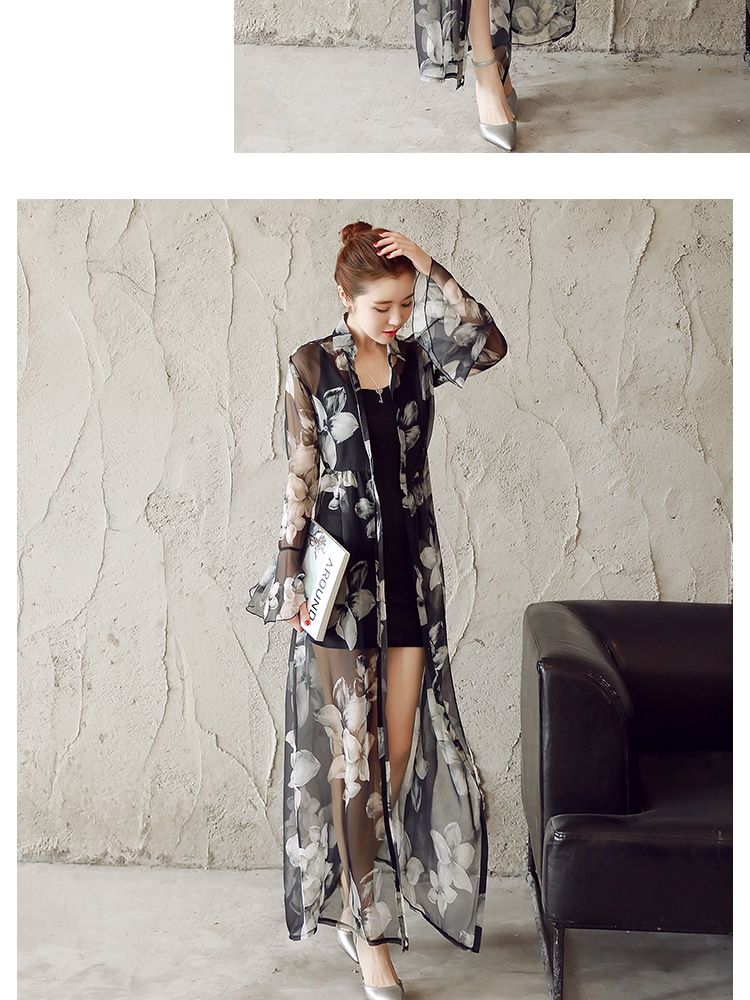 Dünner Sonnenschutz aus Chiffon am Meer, langärmelige Strickjacke mit äußerem Match_voghion.com