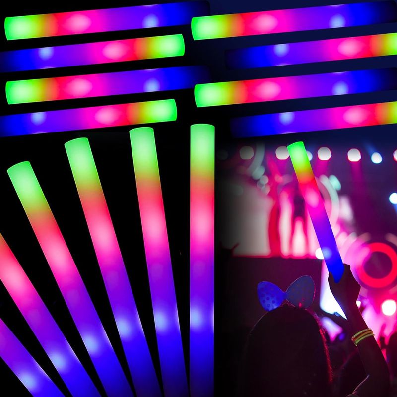 10/15/20Pcs LED Glow Sticks Bulk Colorful RGB Glow Foam Stick Cheer Tube Dark Light For Xmas Birthday Wedding Party Supplies_voghion.com