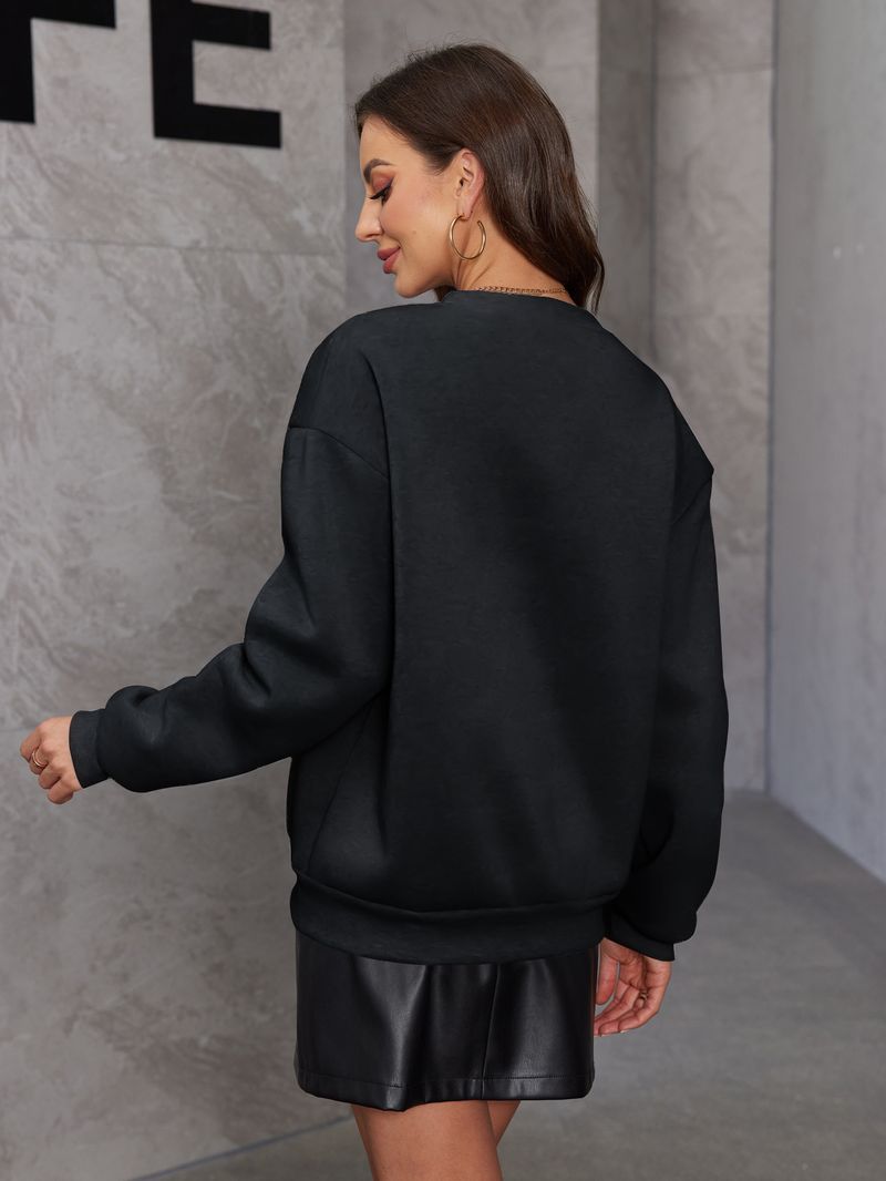 Women's With High-End Feel, European Style, Loose Fit, Slimming, Bowknot, Long Sleeve Sweatshirt For Spring And Autumn_voghion.com