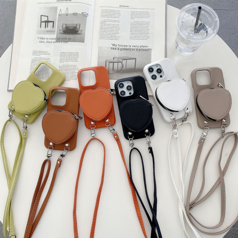 Mobile phone case coin purses are suitable for Apple 15 mobile phone cases iPhone14Pro max protective cover 13 love all-in-one package_voghion.com
