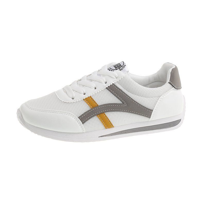 Sneakers bianche traspiranti in rete per donna, 2025, nuove scarpe piatte versatili in stile coreano con blocchi di colore, estate da donna_voghion.com