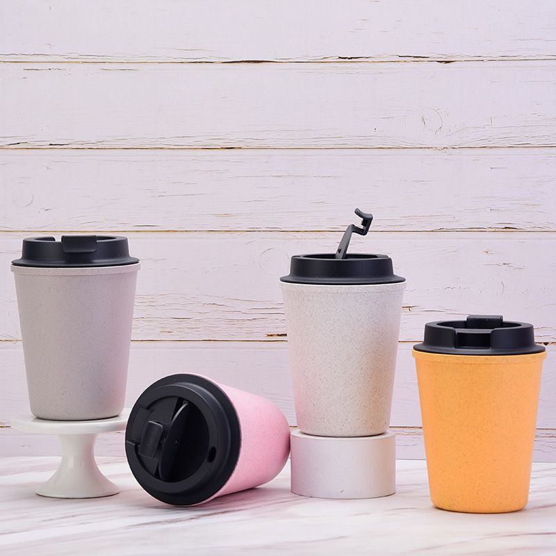 Tasse à eau double couche portable, mini tasse à café en paille de blé, tasse à arôme de blé portable à la mode et simple pour voiture_voghion.com