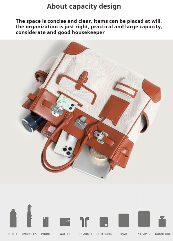 Neue Damenhandtasche mit farblich abgesetztem Patchwork-Design aus Canvas, übergroßer Platintasche, lässiger Reisetasche und mehreren Taschen._voghion.com