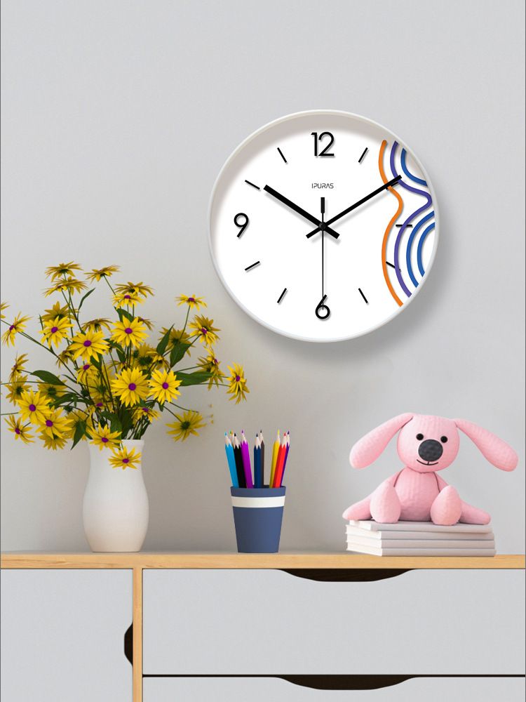 Yipula 7032 Living Room Simple Modern Nordic Round Silent Fashion Creative Wall Clock_voghion.com