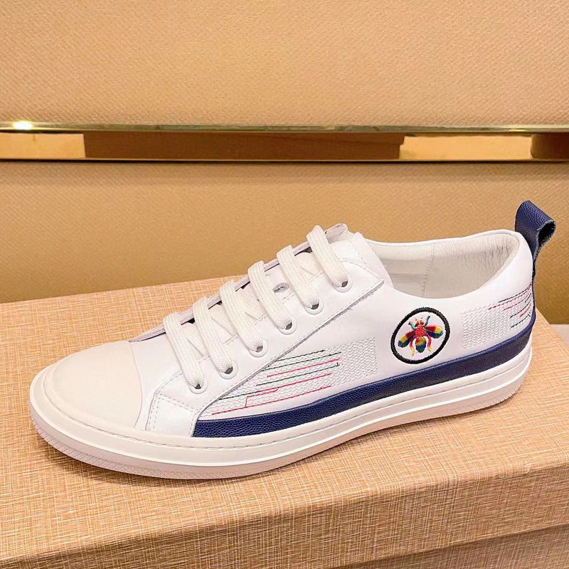 Fuguqi Little Bee Fashion Vielseitige Echtleder Weiß Herren Board Korean Edition Trendy Casual Schuhe_voghion.com