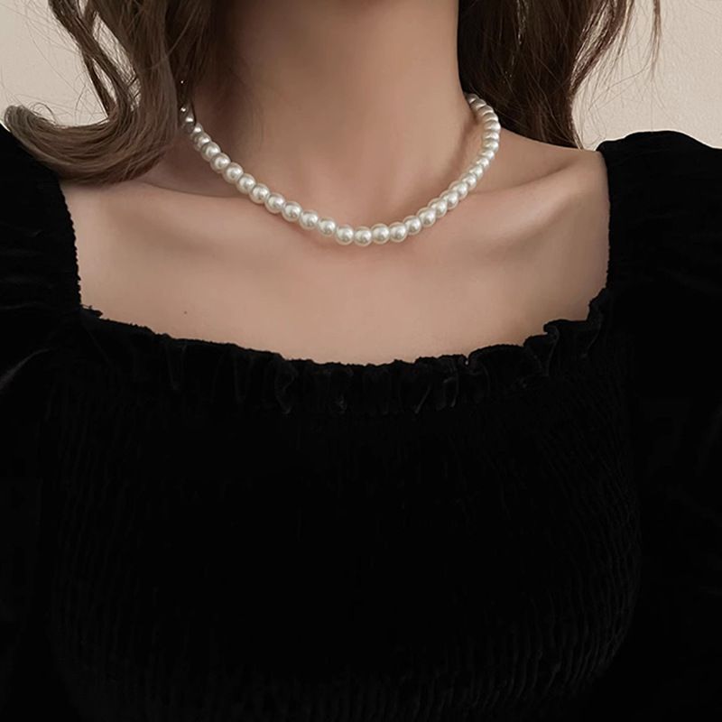 Collana di perle di vetro con perline, nuovo stile, collana di temperamento, design femminile, accessori per catene di clavicola_voghion.com