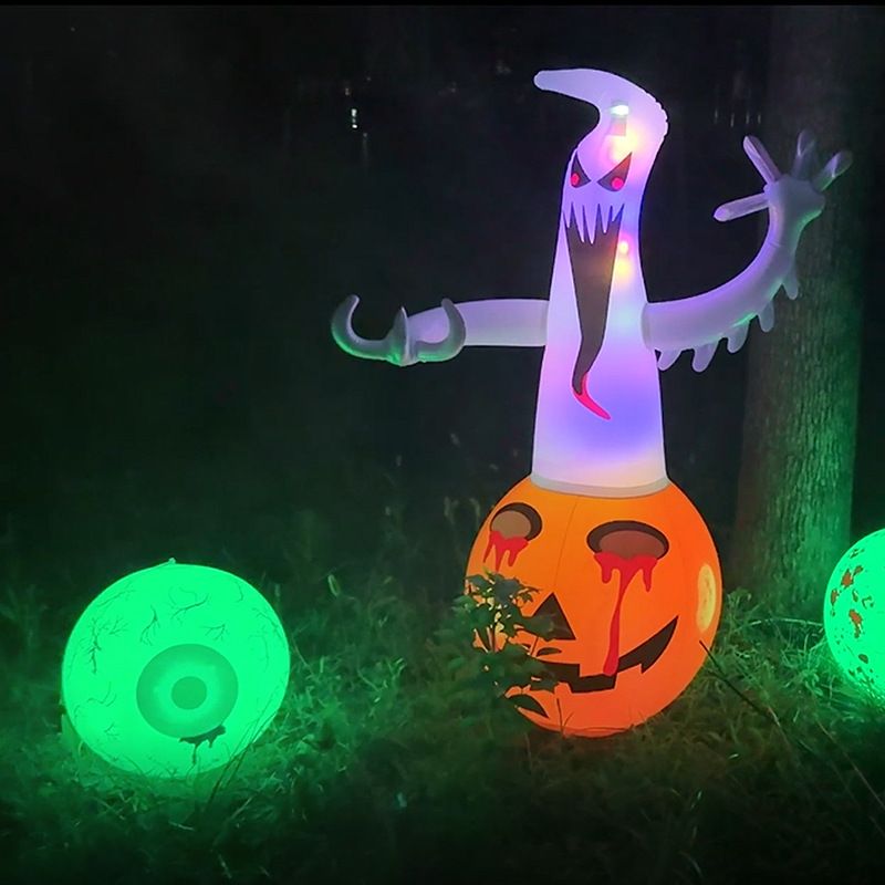 Glow-in-the-Dark Halloween Inflatable Decorations – Spooky Ghost, Pumpkin & Bat Set For Outdoor & Indoor Party Scenes (Multi-Color Options)_voghion.com
