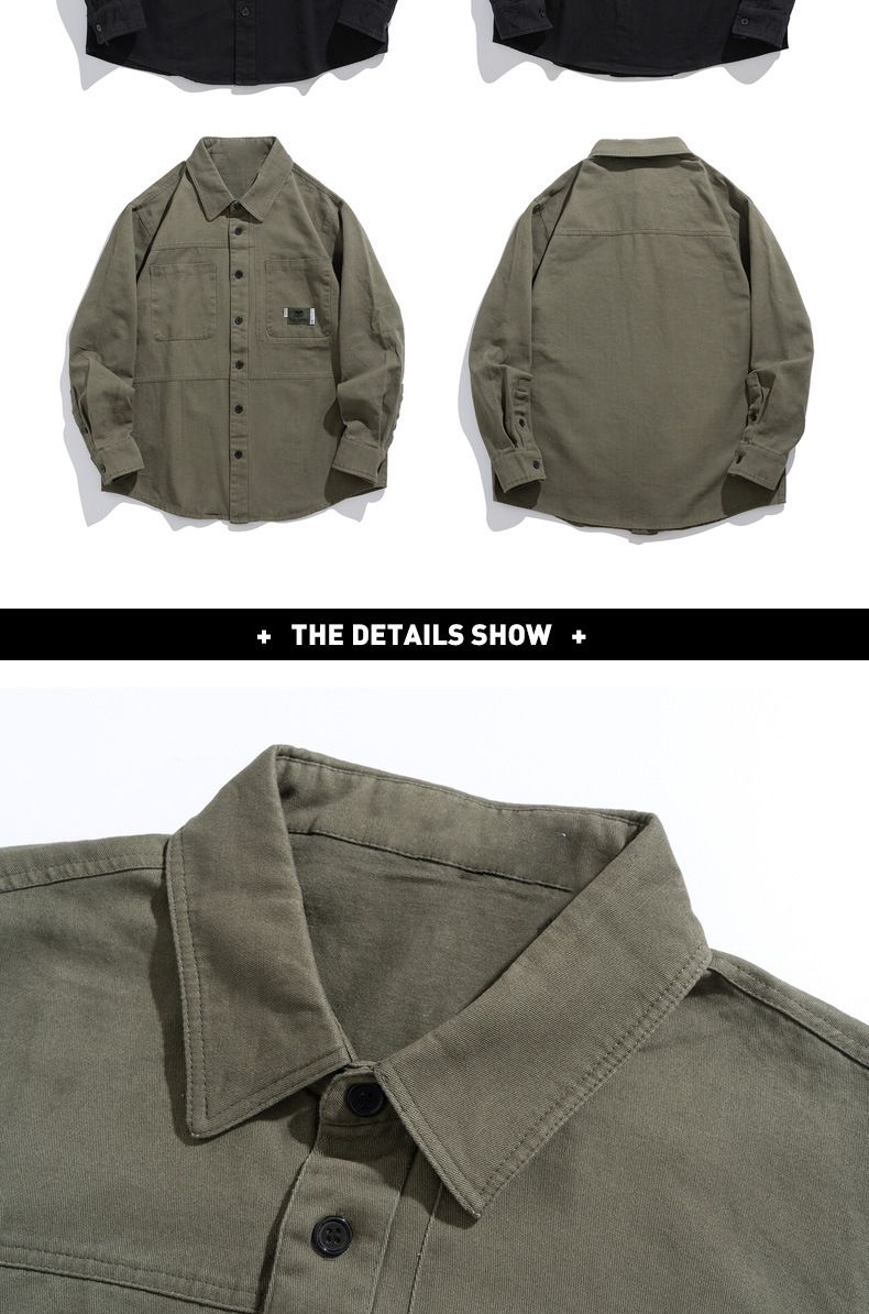 Herrenbekleidung Plus Size Fashion Loose Casual Langarmhemd Revershemd Jacke_voghion.com