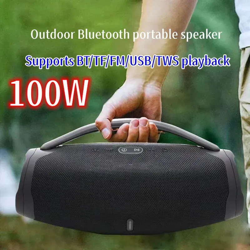 Caixa De Som 100W Hochleistungs-Bluetooth-Lautsprecher Tragbarer Außensubwoofer 3D-Stereo-Surround-Sound-Säulen-Musikzentrum_voghion.com