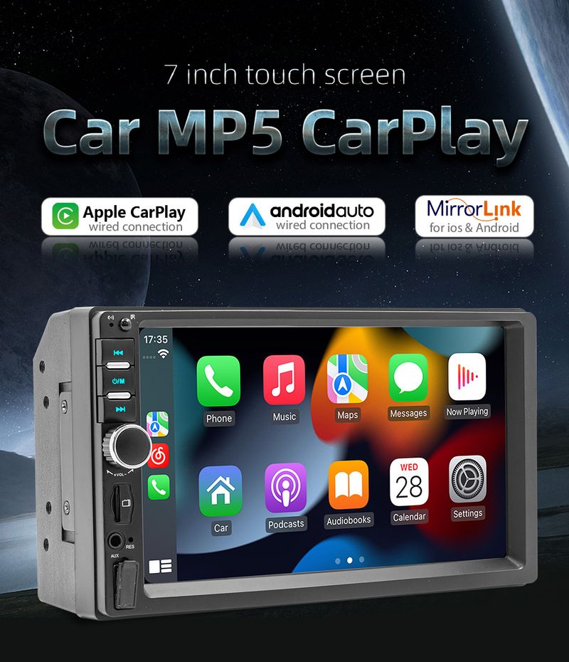 Autoradio 7" avec CarPlay sans fil - Lecteur MP5 à écran tactile HD et Bluetooth_voghion.com