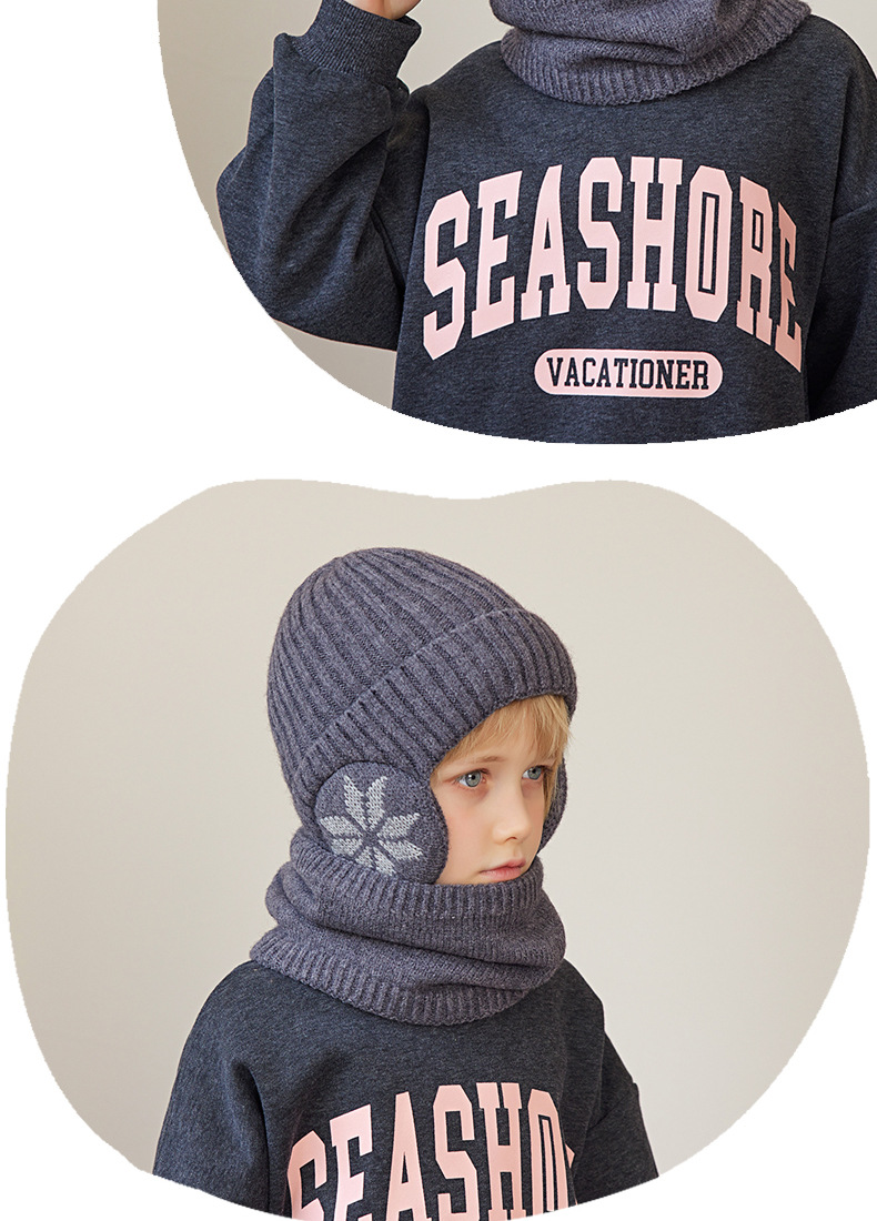 Children's Hat Winter Velvet Neck Set Knitted Wool Hat Men's and Girls' Warm Ear Protection Hoodie Head Cap_voghion.com