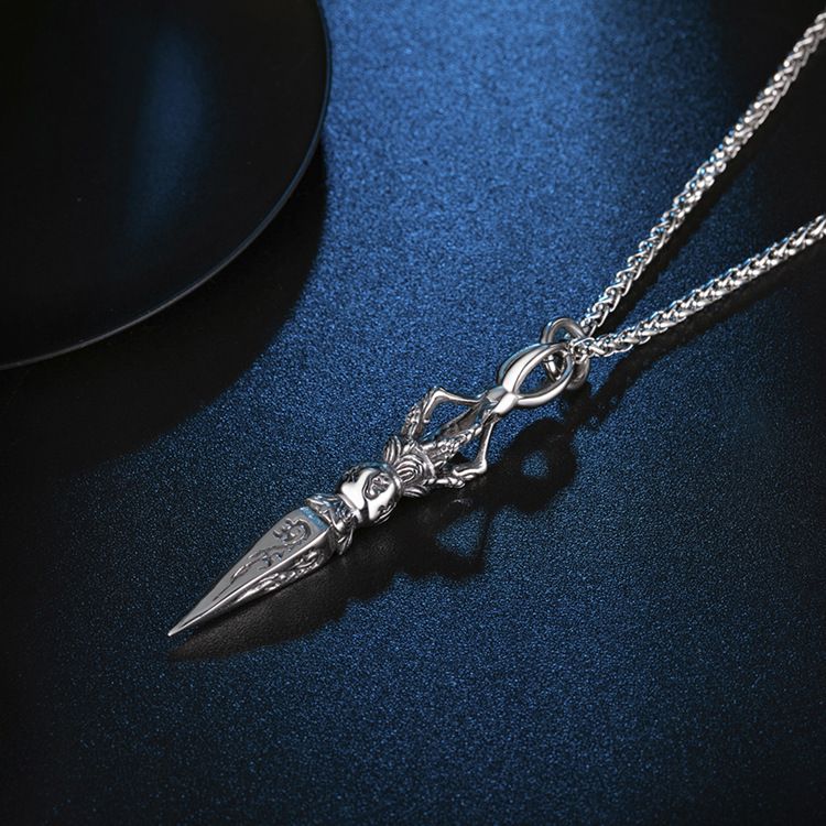 Collier pendentif diamant vintage en acier titane et acier inoxydable_voghion.com