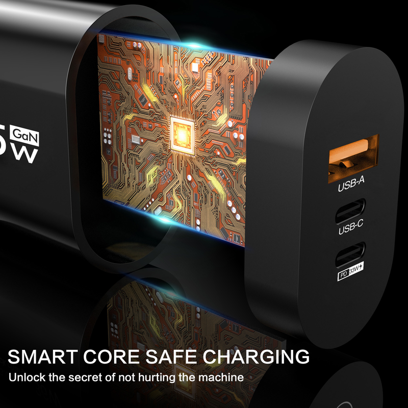 GaN 65W PD lādētājs USB C tipa lādētājs Ātrā uzlāde QC3.0 PD3.0 Ātrā uzlāde iPhone Samsung Xiaomi Wallcharging Q3.0 3.0_voghion.com