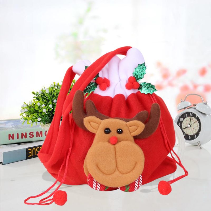 Bolsa de regalo de Navidad Bolsa de caramelos Bolsa de regalo no tejida Papá Noel Muñeco de nieve Alce Oso Bolsa de caramelos de frutas_voghion.com