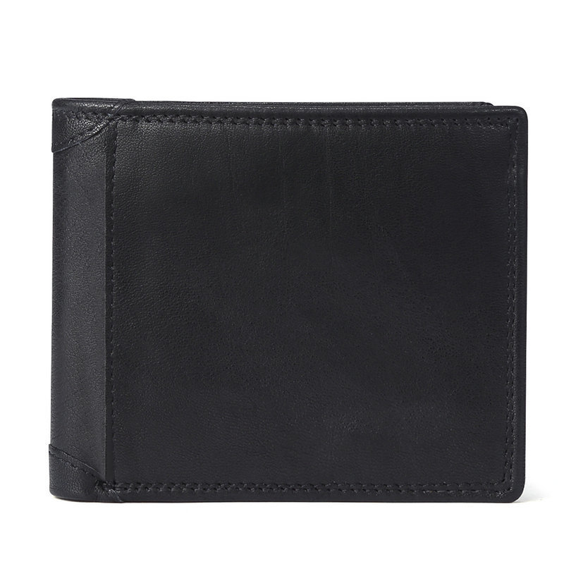 GENODERN Cow Leather Men Wallets with Coin Pocket Vintage Male Purse RFID Blocking Genuine Leather Men Wallet with Card_voghion.com