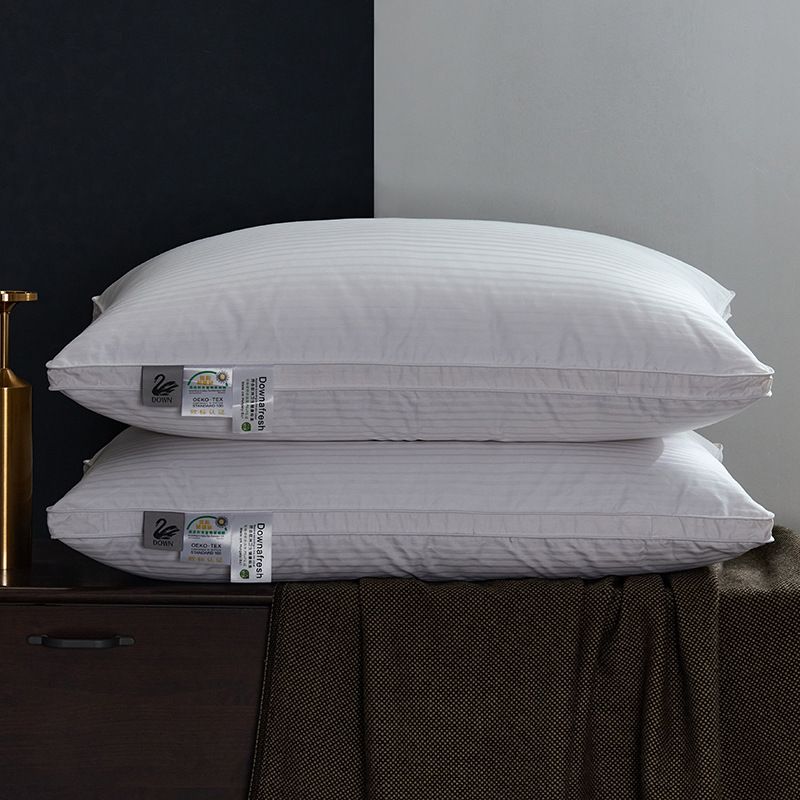 Oreiller en coton 100 fils, noyau en satin tridimensionnel, oreiller en duvet à trois couches, couleur unie, pour hôtel, usage domestique_voghion.com