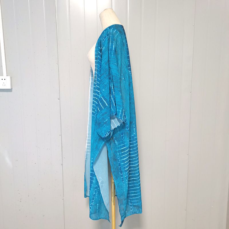 Chiffon-Strandtuch mit Blumendruck für Damen, langärmlig, Sonnenschutz, Kimono, Bademode, Wickeltuch – Einheitsgröße, leicht und stylisch für den Urlaub_voghion.com