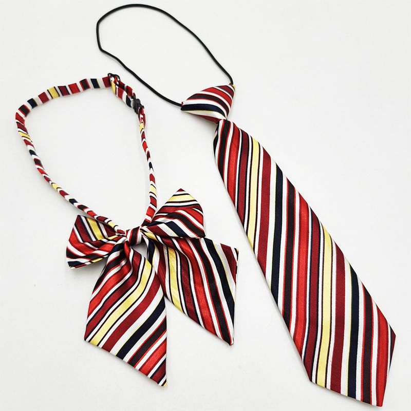 Set per bambini, per studenti delle scuole elementari e medie, con papillon a righe in tinta unita e piume_voghion.com