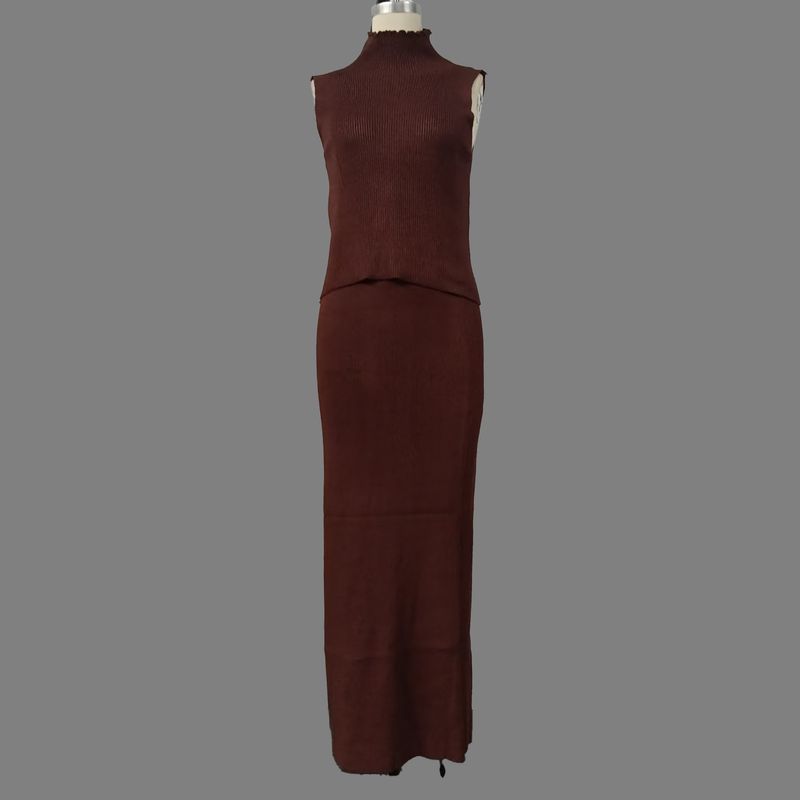 Französisch inspiriertes Strick-Crop-Top & Midirock-Set – Elegantes Zweiteiler-Outfit mit hohem Kragen – Boho-Chic-Sommergarderobe_voghion.com