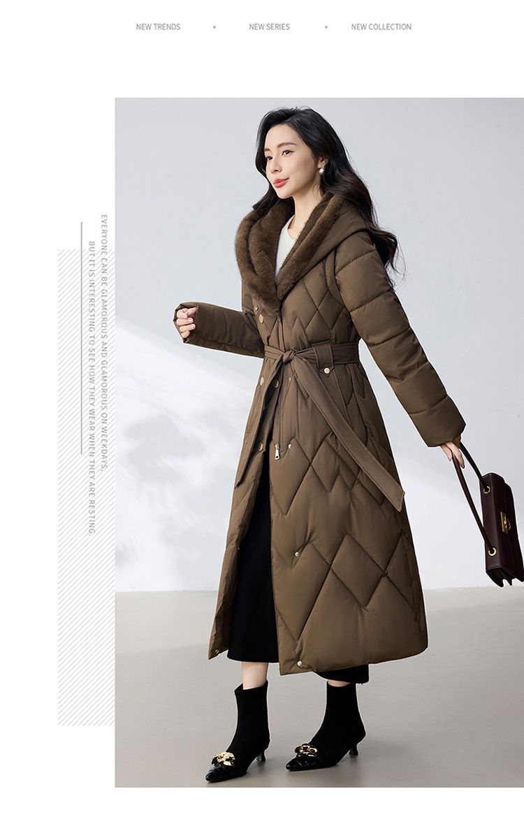 Damen Oversized Puffermantel mit Kapuze – Knielange Winterjacke in Schwarz/Khaki/Braun/Apricot/Armybraun (L-XXXXL)_voghion.com