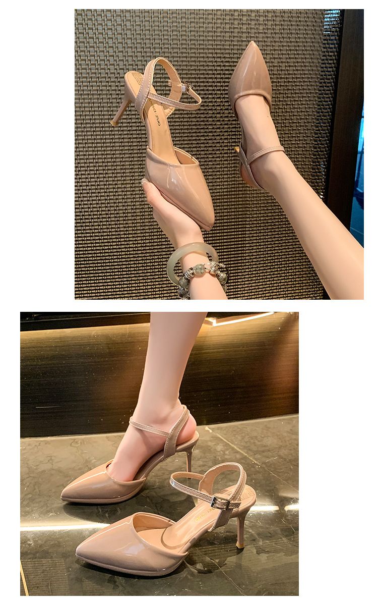 Modischer, spitzer, übergroßer, gerader Schnallenriemen, schmaler Absatz, lässige und trendige High Heels, vielseitige Zehenabdeckung,_voghion.com