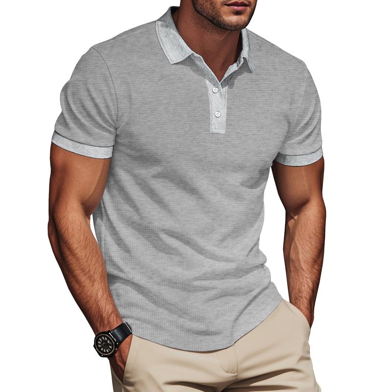 Polo a maniche corte tinta unita con risvolto da uomo_voghion.com
