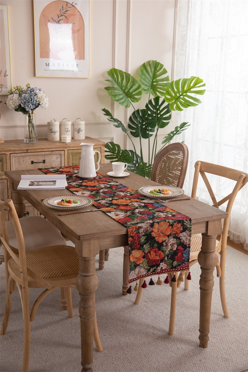 Nuovo copritavolo da caffè in stile americano con nappa in jacquard di poliestere, copriletto e copriletto_voghion.com