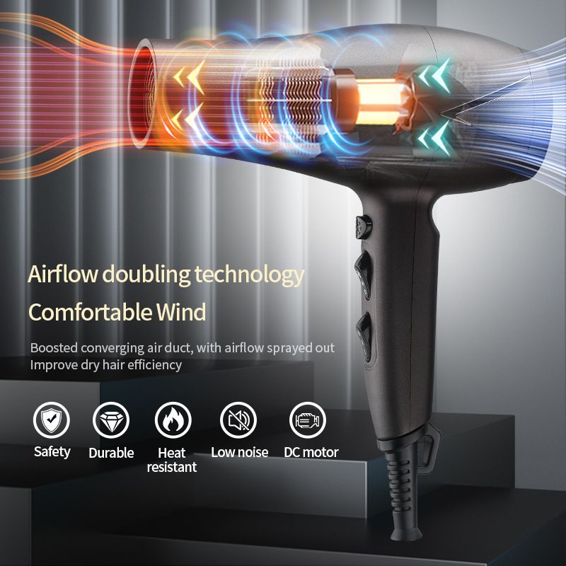 2000 W professioneller Haartrockner mit 5 Geschwindigkeitsstufen und Negativ-Ionen-Technologie – EU-/UK-/US-Stecker, Überhitzungsschutz, Hochgeschwindigkeits-Gleichstrommotor (Grau)_voghion.com