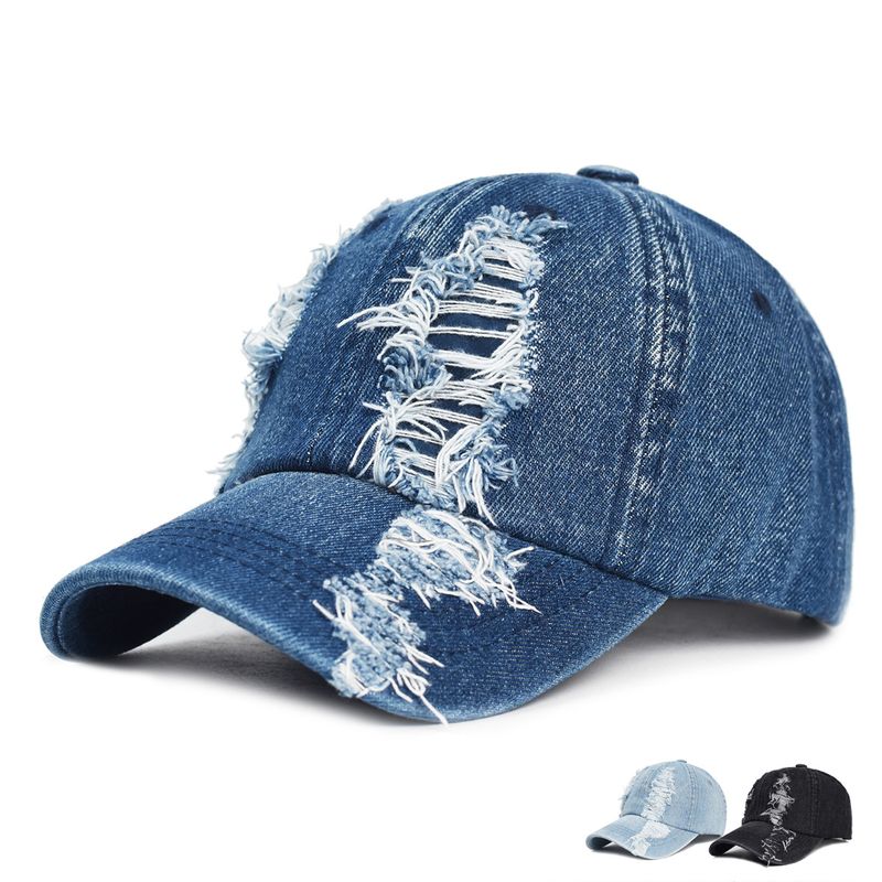 Men's Spring Summer Fashion Distressed Baseball Denim Duckbill Cap Women's Outdoor Protection Sun Hat_voghion.com