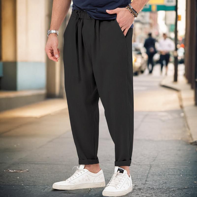 New men's sports casual trendy and fashionable, solid color, Haren pants, hanging style, plus size pants for men_voghion.com