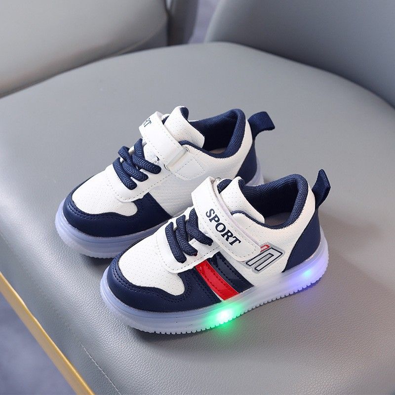 SHLIANG Boys Girls LED Casual Shoes Lace Up Child Sneakers Breathable Fashion Board Shoes Soft Sole Luminous Sports Shoes S172B_voghion.com