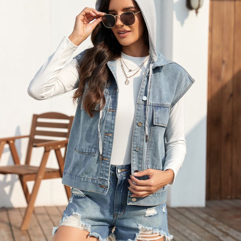 Ženska odjeća Ljeto Novi stil Oprani Jednoredni Traper Vest Prsluk Trend_voghion.com