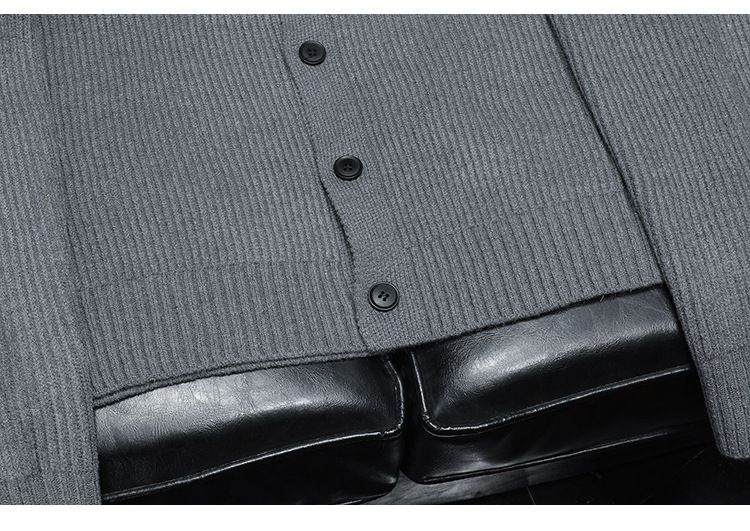 Übergroßer Schalkragen-Cardigan für Herren, Herbst/Winter, Strickpullover mit Jacquard-Muster, entspannte Passform, 100 % Polyester, offene Vorderseite, Coatigan_voghion.com