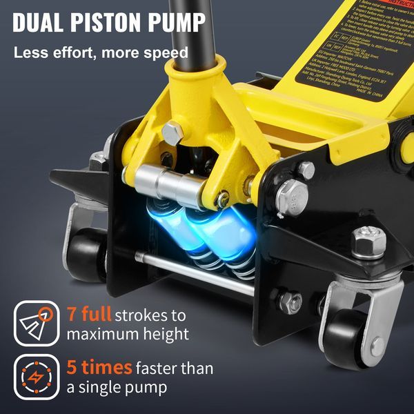 VEVOR Low Profile Floor Jack 2.5 Ton Heavy Duty Steel Dual Piston Rapid Pump_voghion.com