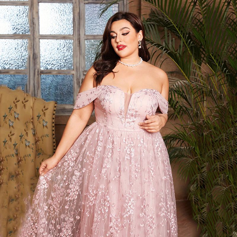 Elegant French Pink Evening Gown For Women – Plus Size Formal Dress For Prom, Hostess & Special Occasions_voghion.com