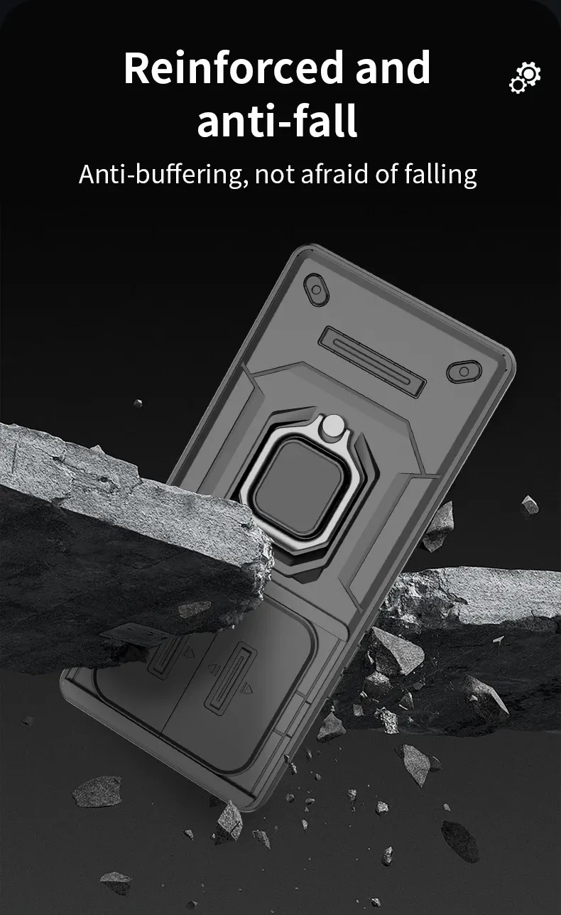 Funda protectora para teléfono con anillo de protección para lente de cámara deslizante y soporte para Honor 90 X9a X9b Magic 5 6 Magic5 Magic6 Lite_voghion.com