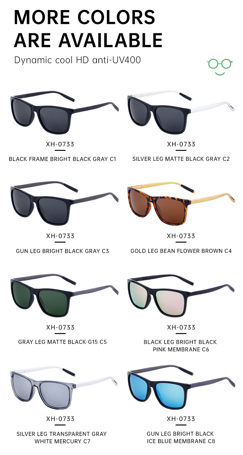2024 New Square Frame Polarized Sunglasses for Men Sunscreen Aluminum Magnesium Sunglasses for Men Trendy Cross-Border Wholesale Sunglasses_voghion.com