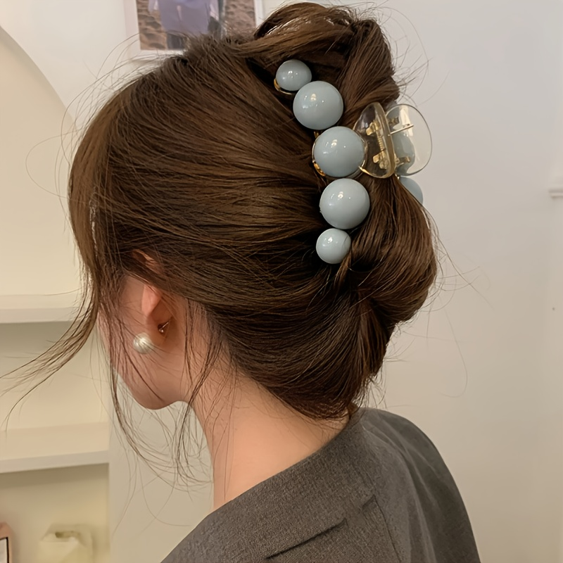 1 pz elegante fermaglio per capelli a forma di palla lucida - fermaglio per coda di cavallo antiscivolo a forma di artiglio di squalo per donne e ragazze_voghion.com
