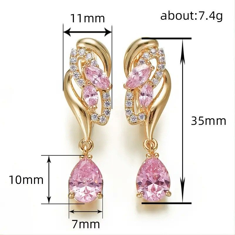 Boucles d'oreilles Cao Shitemu en forme de goutte d'eau rose avec pierre de naissance, de luxe, légères et de haute qualité, design_voghion.com