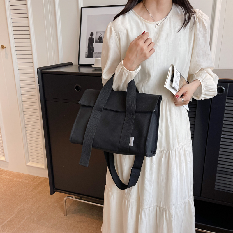 Große Canvas-Tasche, neues modisches, schlichtes und vielseitiges Design, farbiger, breiter Schultergurt, handtragbare Umhängetasche für Pendler_voghion.com