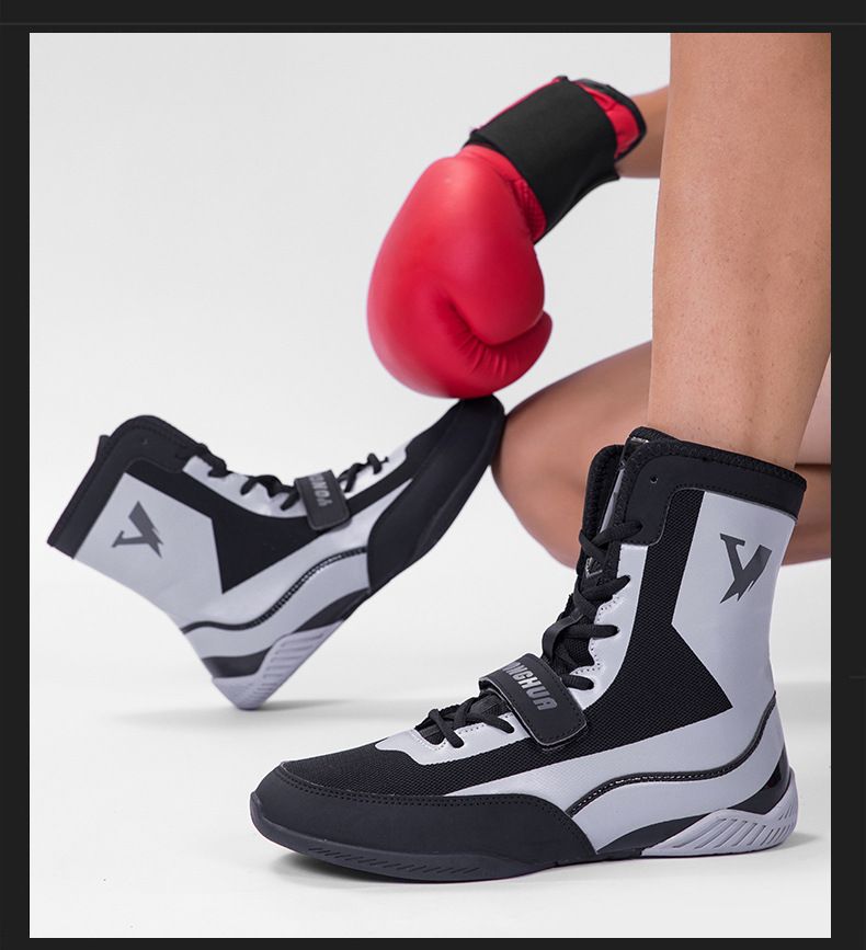 Chaussures de boxe montantes pour homme, confortables, respirantes et résistantes à l'usure, idéales pour l'entraînement et la lutte_voghion.com