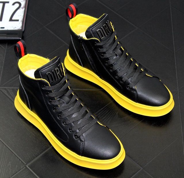 Buty męskie, buty codzienne, buty na cztery pory roku, modne buty, lakierowana skóra, jasne skórzane trampki, buty codzienne dla chłopców za kostkę_voghion.com