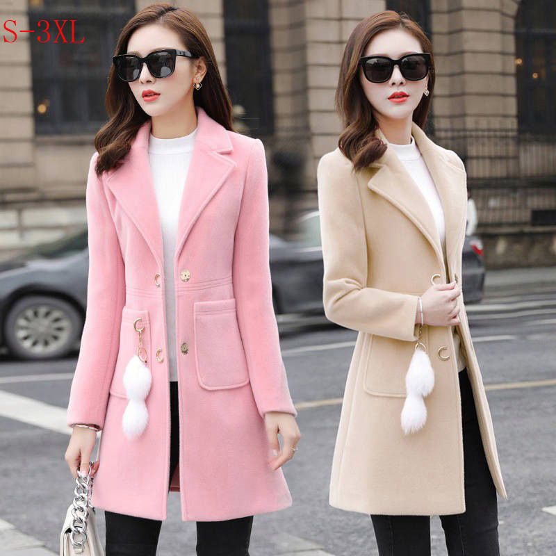 2025 Coat For Women, Mid-Length Korean Style, New Autumn And Winter Women's Fashion, Petite Trendy Thick Woolen Overcoat_voghion.com