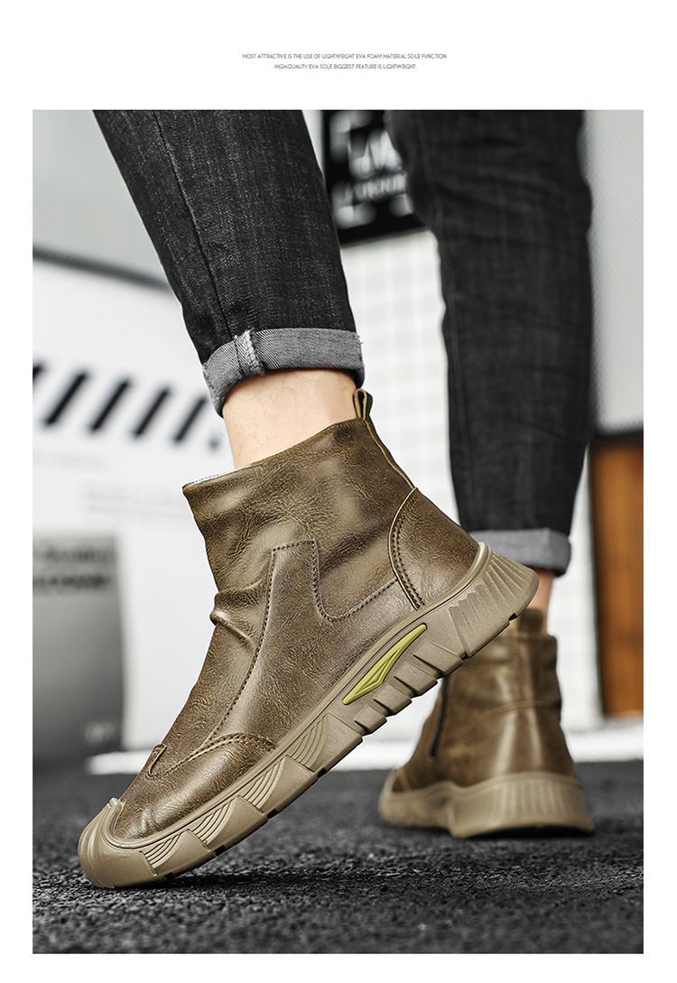 Autumn High Top New Versatile Zipper Korean Edition Martin Boots Men's Casual Shoes_voghion.com