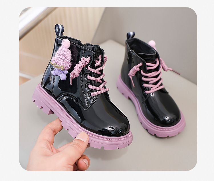 Otroški semiš usnjeni študentski zimski nov izdelek 2024, škornji Martin, modni in elegantni kratki škornji v britanskem slogu_voghion.com