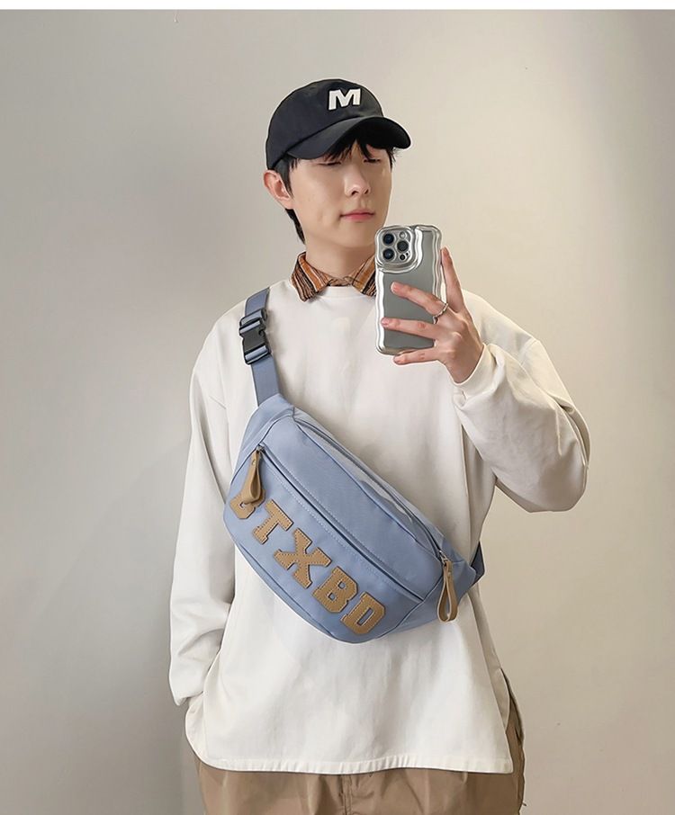 Frauen Männer Brust Taschen Nylon Schulter Crossbody für Telefon 2023 Koreanische Sport Taille Tasche Mode Student Hip Sack Fanny Pack_voghion.com