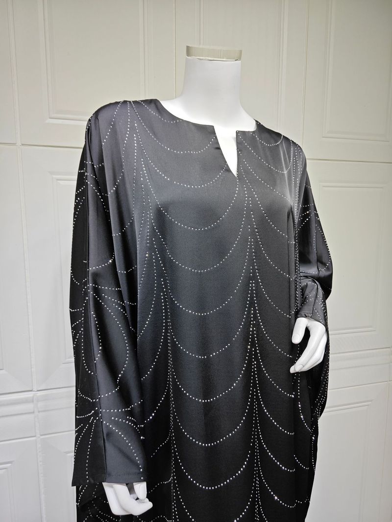 Women's Clothing Modest Spring And Summer New Women's Fashion Loose Hot Diamond Robe Dress_voghion.com